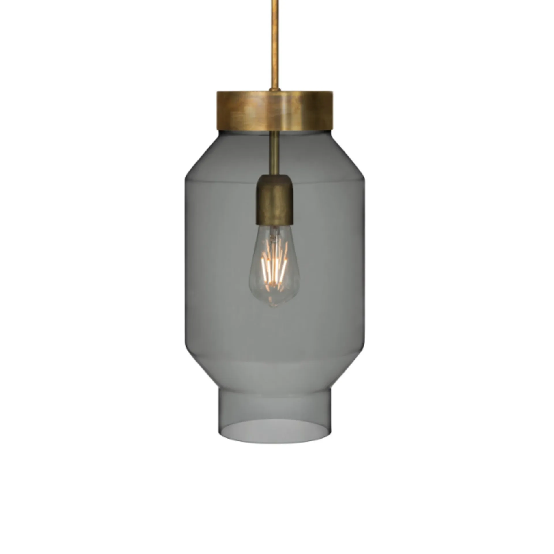 Fenomen pendel, Rökfärgat glas-rå mässing-stor Konsthantverk