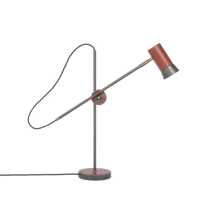 Kusk bordslampa - järnoxid/brunt läder - Konsthantverk