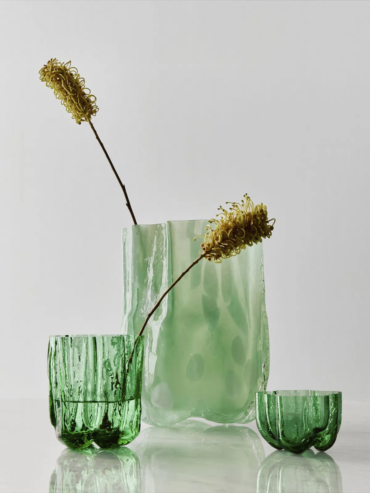 Crackle ljuslykta 5,8 cm, Mörkgrön Kosta Boda