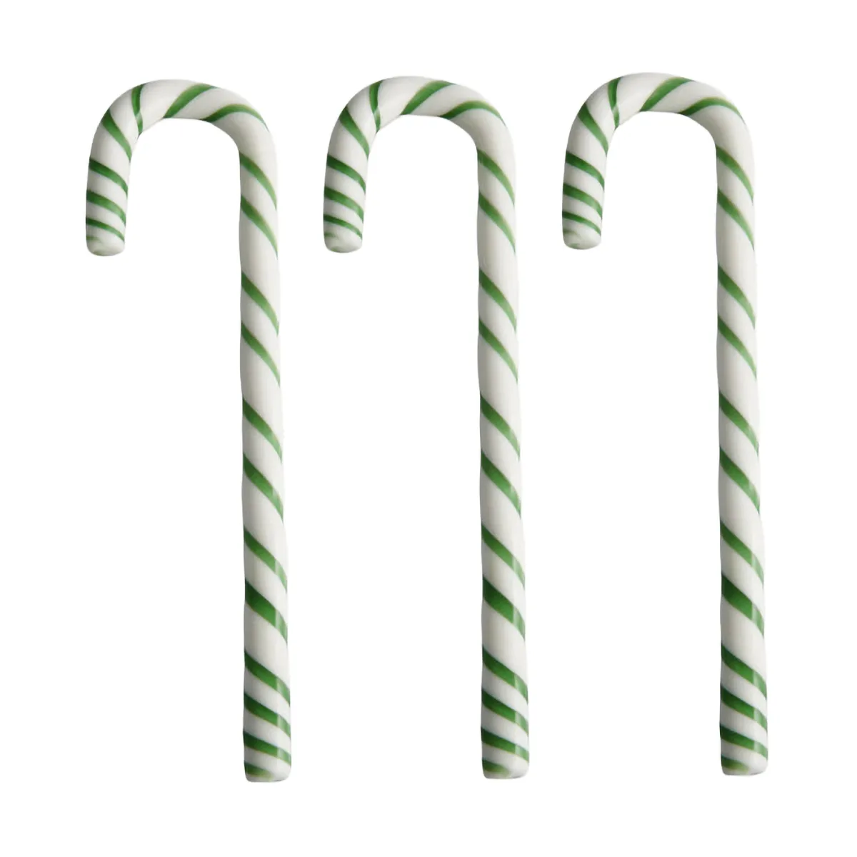Polka käpp 17 cm 3-pack, Vit-grön Kosta Boda
