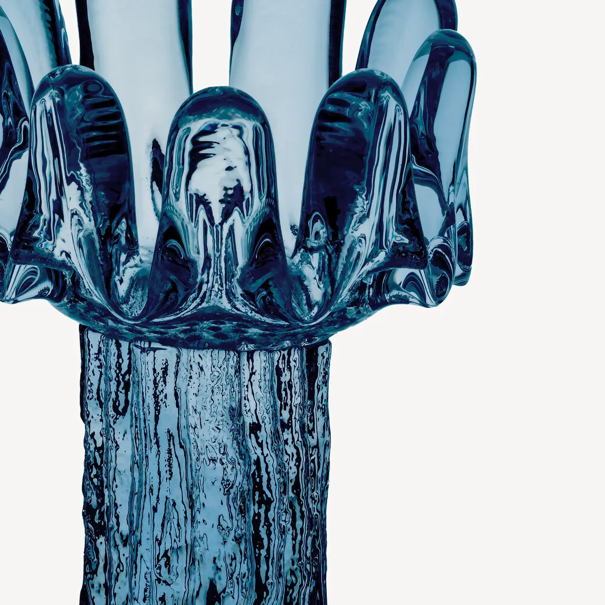 Solros ljuslykta cirkulärt glas 18 cm, Blå Kosta Boda