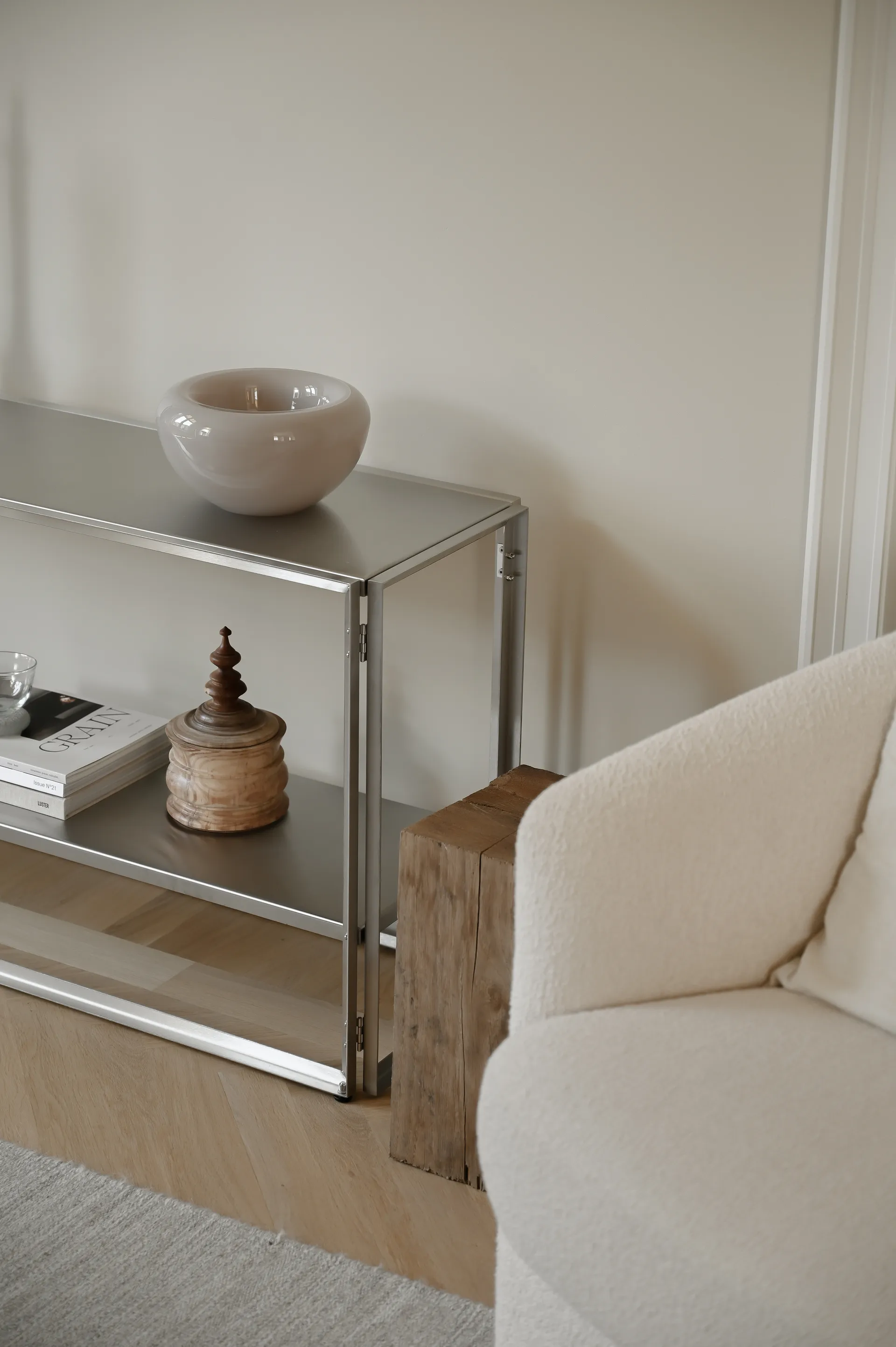 Foldable konsoll 124x60 cm, Borstat rostfritt stål Kristina Dam Studio