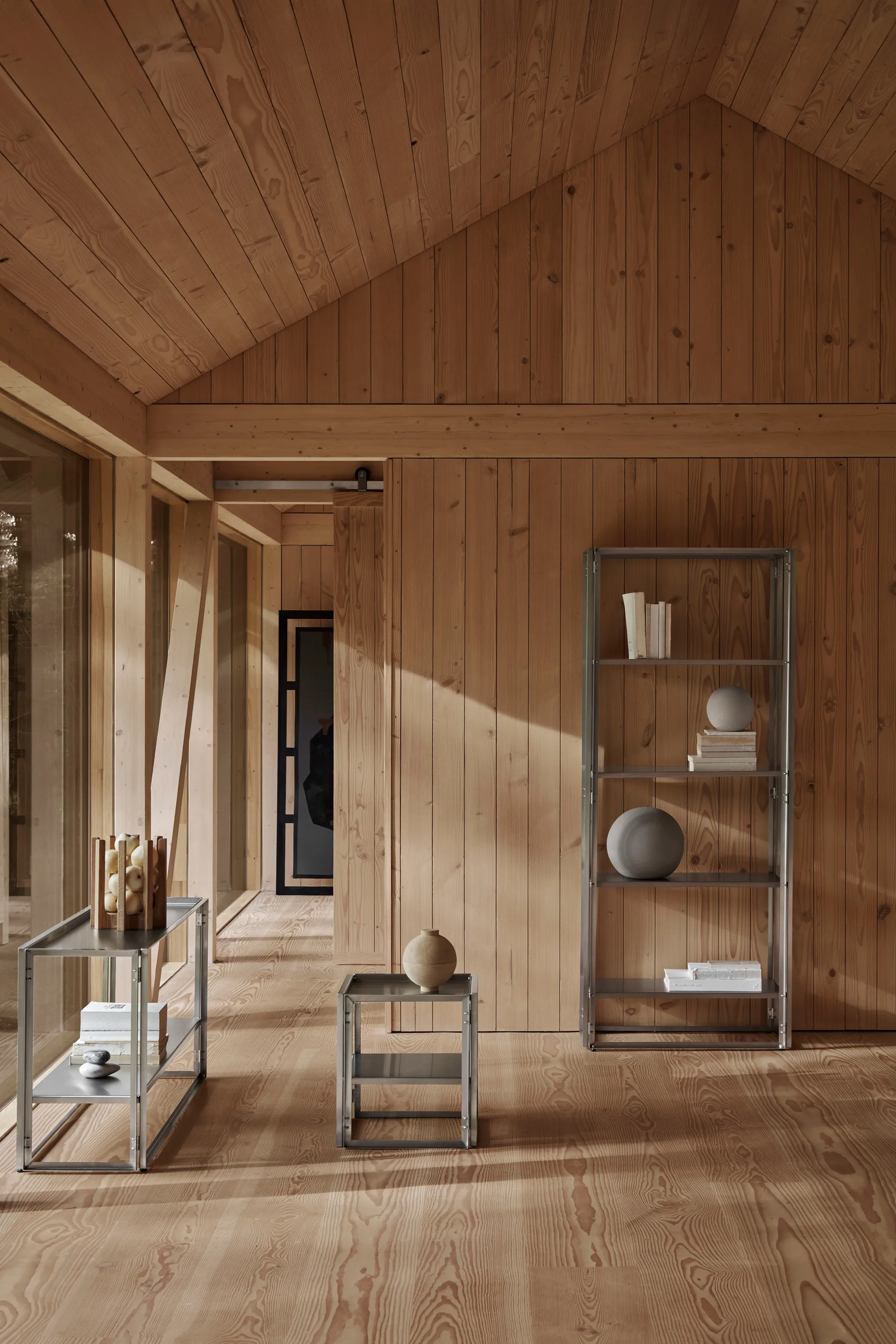 Foldable sidobord 40x40 cm, Borstat rostfritt stål Kristina Dam Studio