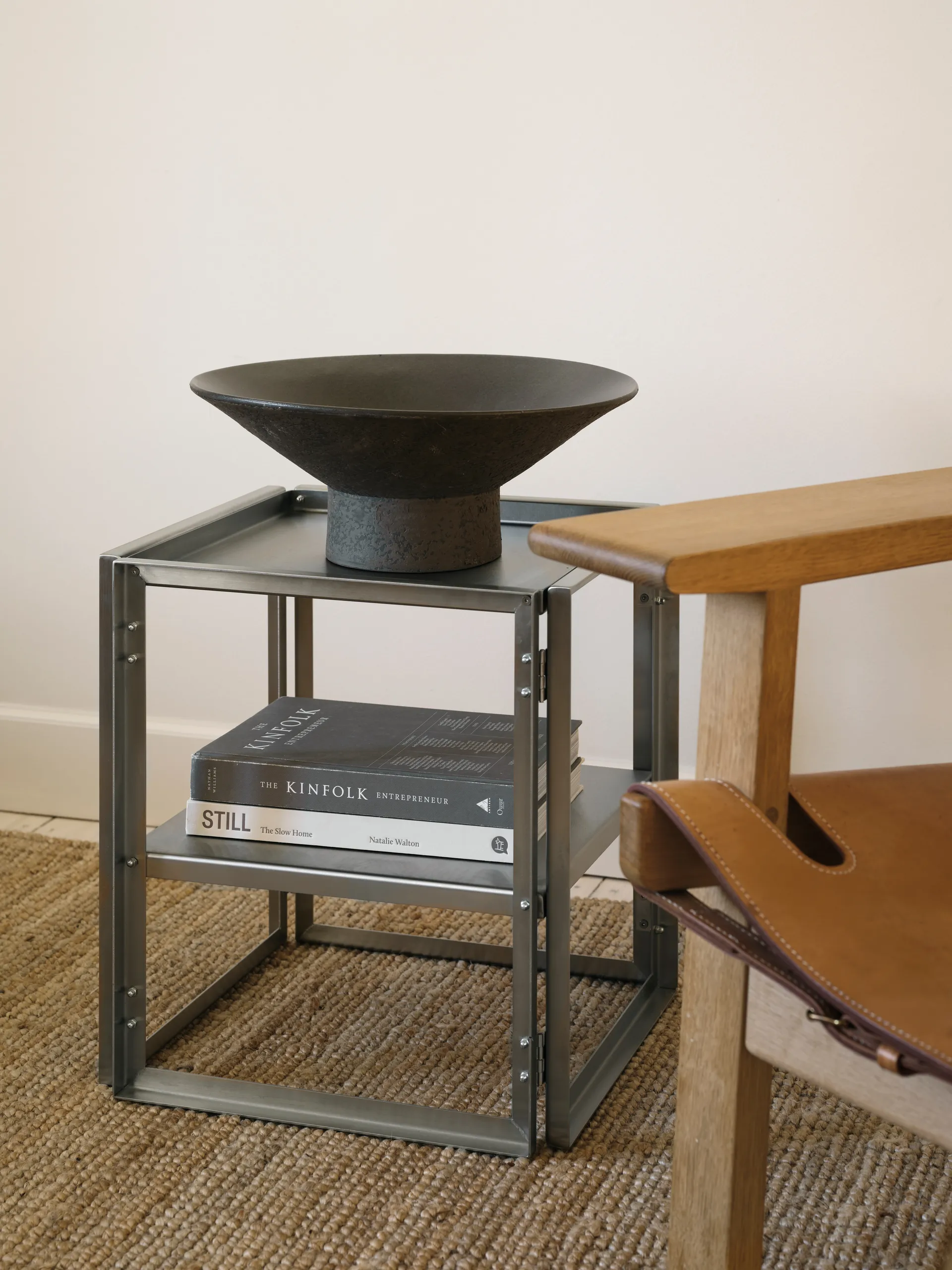 Foldable sidobord 40x40 cm, Borstat rostfritt stål Kristina Dam Studio