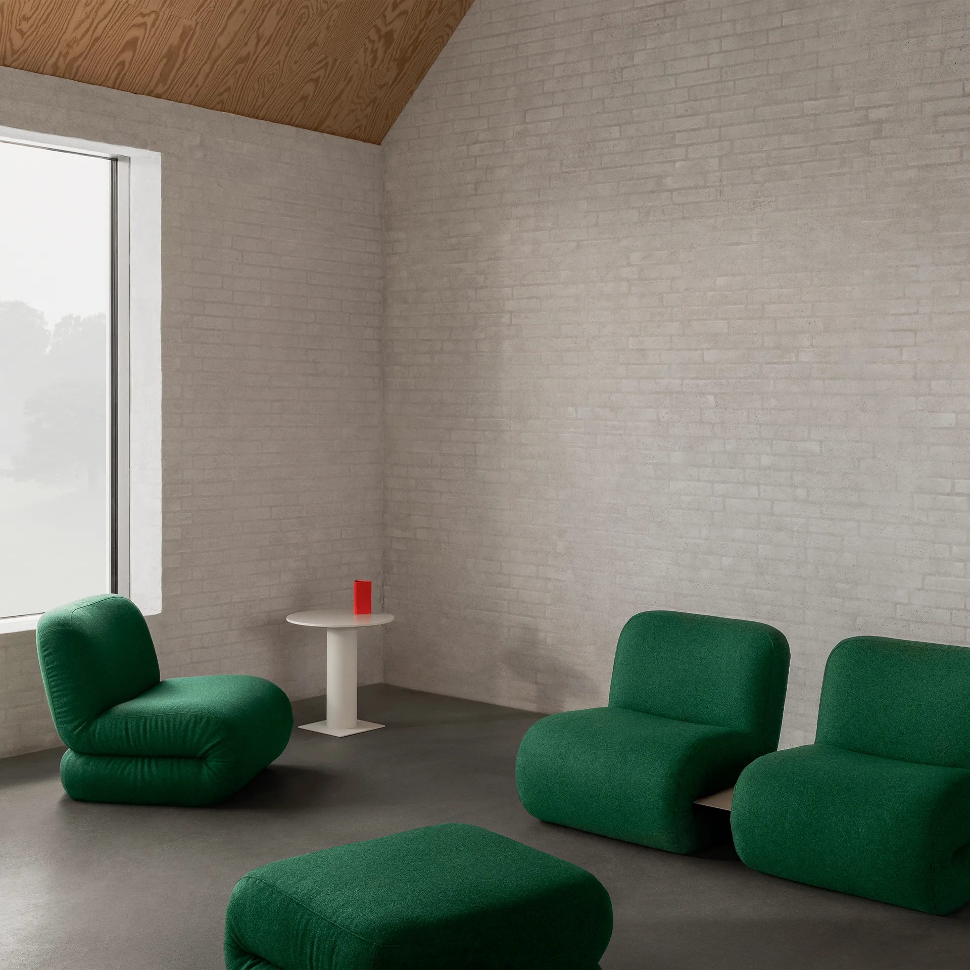 BAU fåtölj, Divina melange mörkgrön, rak Lammhults