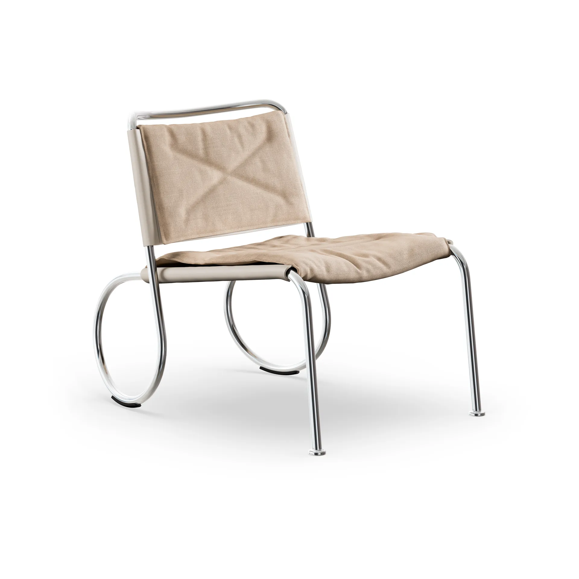 Corso easy chair stol, Elmo Nordic läder Natur-linneväv-krom Lammhults