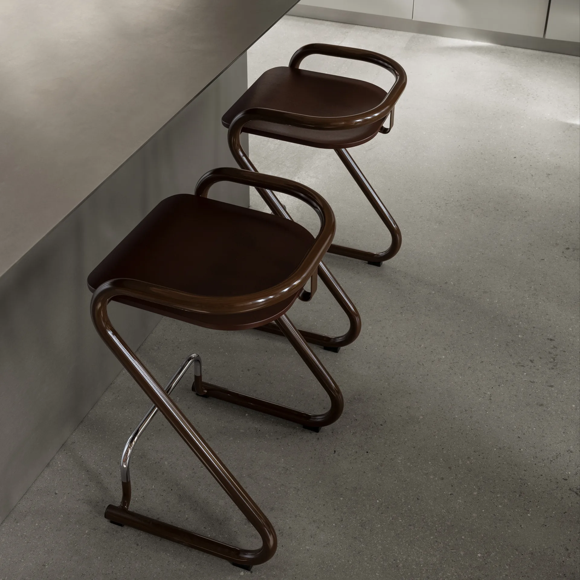 S70-3 barpall, Elmo Nordic läder Cognac-kromstativ Lammhults