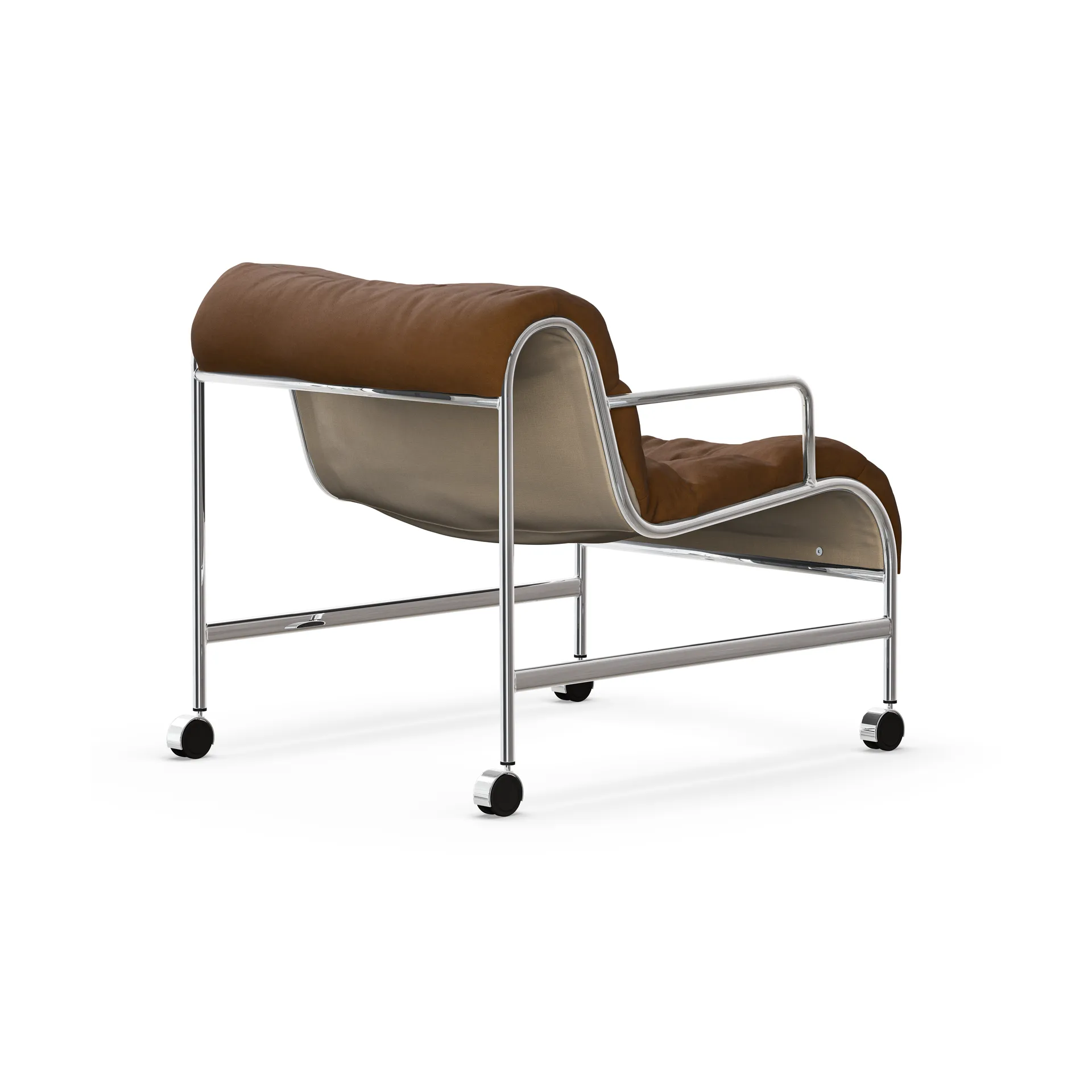 Sunny fåtölj med armstöd, Vidar brun-kromat hjulstativ Lammhults