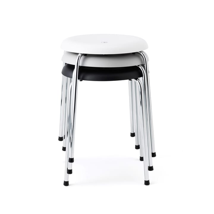 Taburett pall, vit, kromade ben Lammhults
