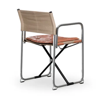 X75-2 karmstol - Linneväv natur-Elmo Nordic läder Cognac-kromade ben - Lammhults