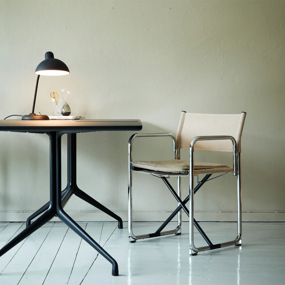 X75-2 karmstol, Linneväv natur-krom Lammhults