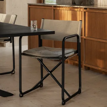 X75-2 karmstol - Linneväv natur-kromade ben - Lammhults