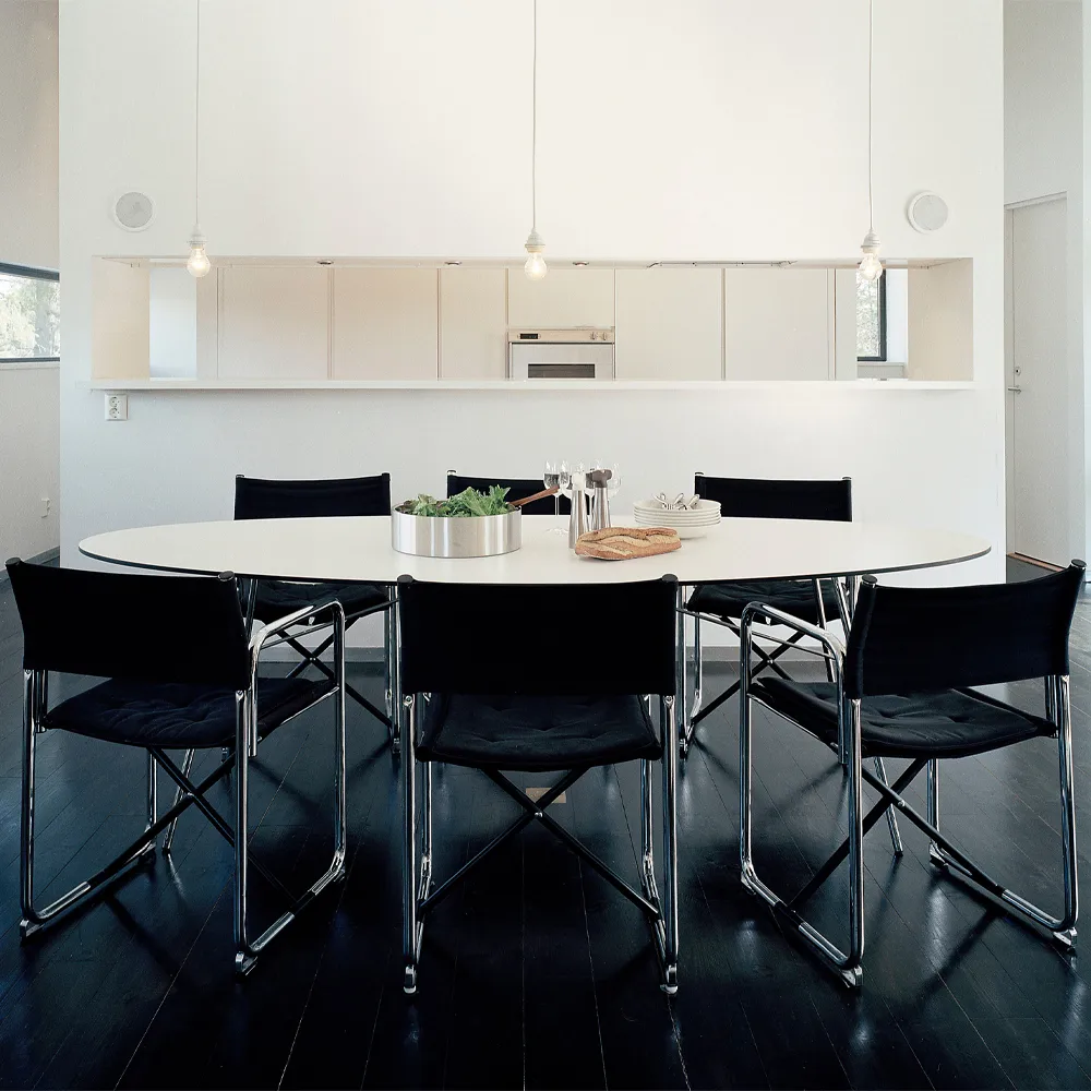 X75-2 karmstol, linneväv natur, kromben Lammhults