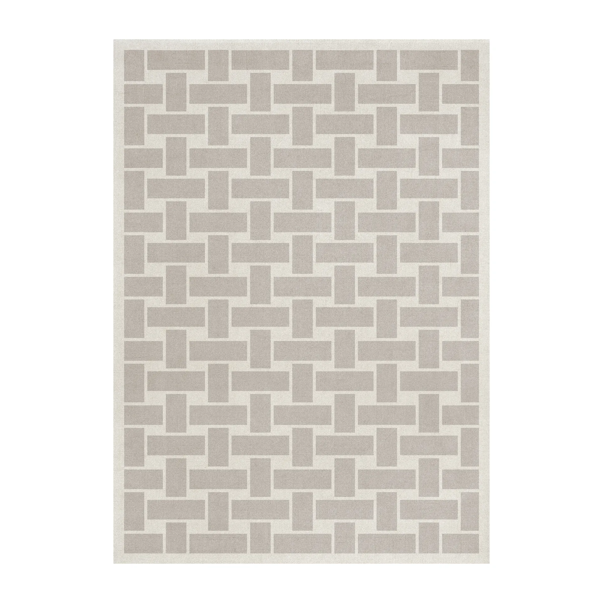 60S Geo Basket Weave ullmatta, Oatmeal, 300x400 cm Layered