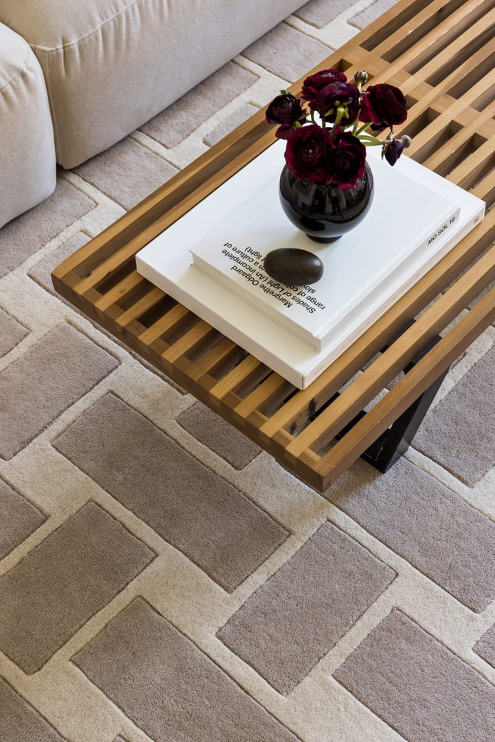 60S Geo Basket Weave ullmatta, Oatmeal, 300x400 cm Layered