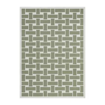 60S Geo Basket Weave ullmatta - Olive, 180x270 cm - Layered