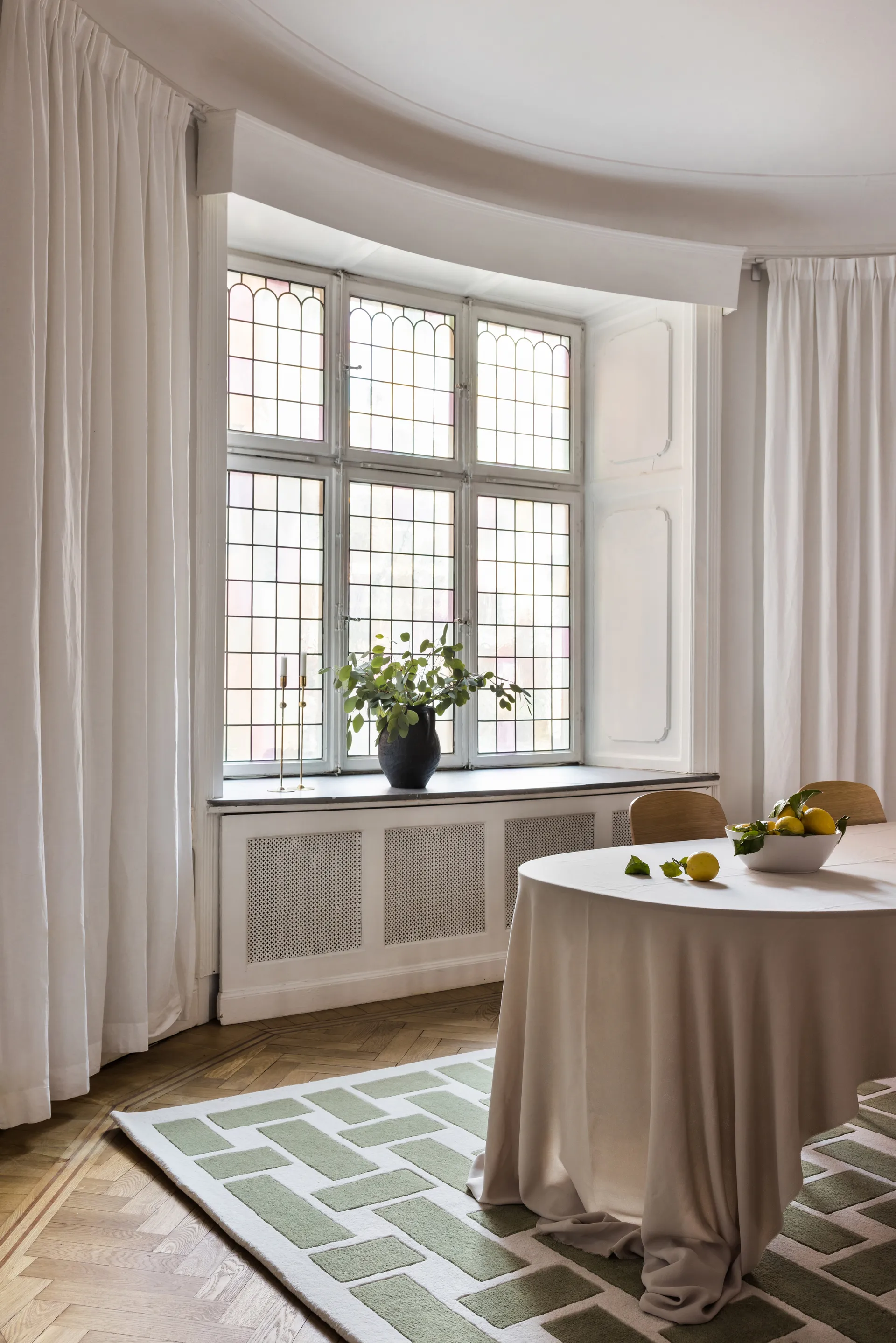 60S Geo Basket Weave ullmatta, Olive, 180x270 cm Layered