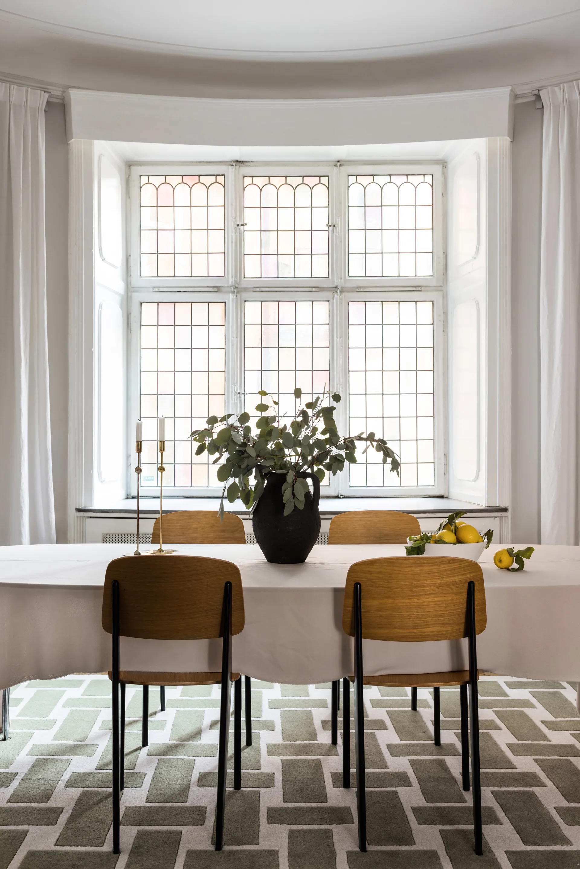 60S Geo Basket Weave ullmatta, Olive, 180x270 cm Layered