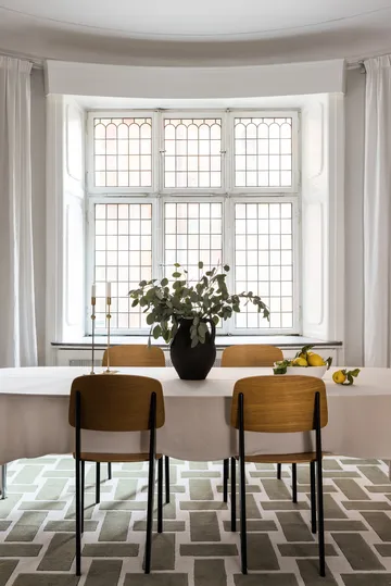 60S Geo Basket Weave ullmatta - Olive, 180x270 cm - Layered