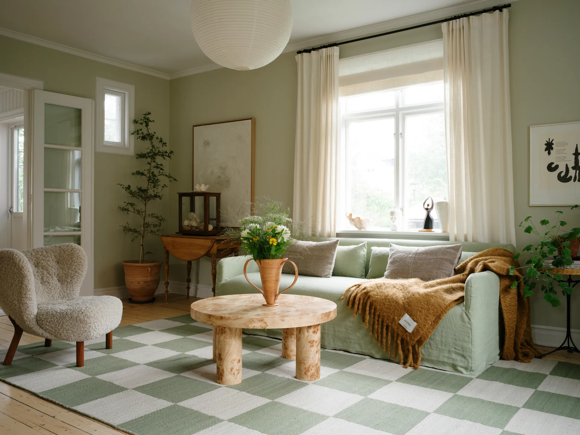 Chess ullmatta, Sage, 180x270 cm Layered