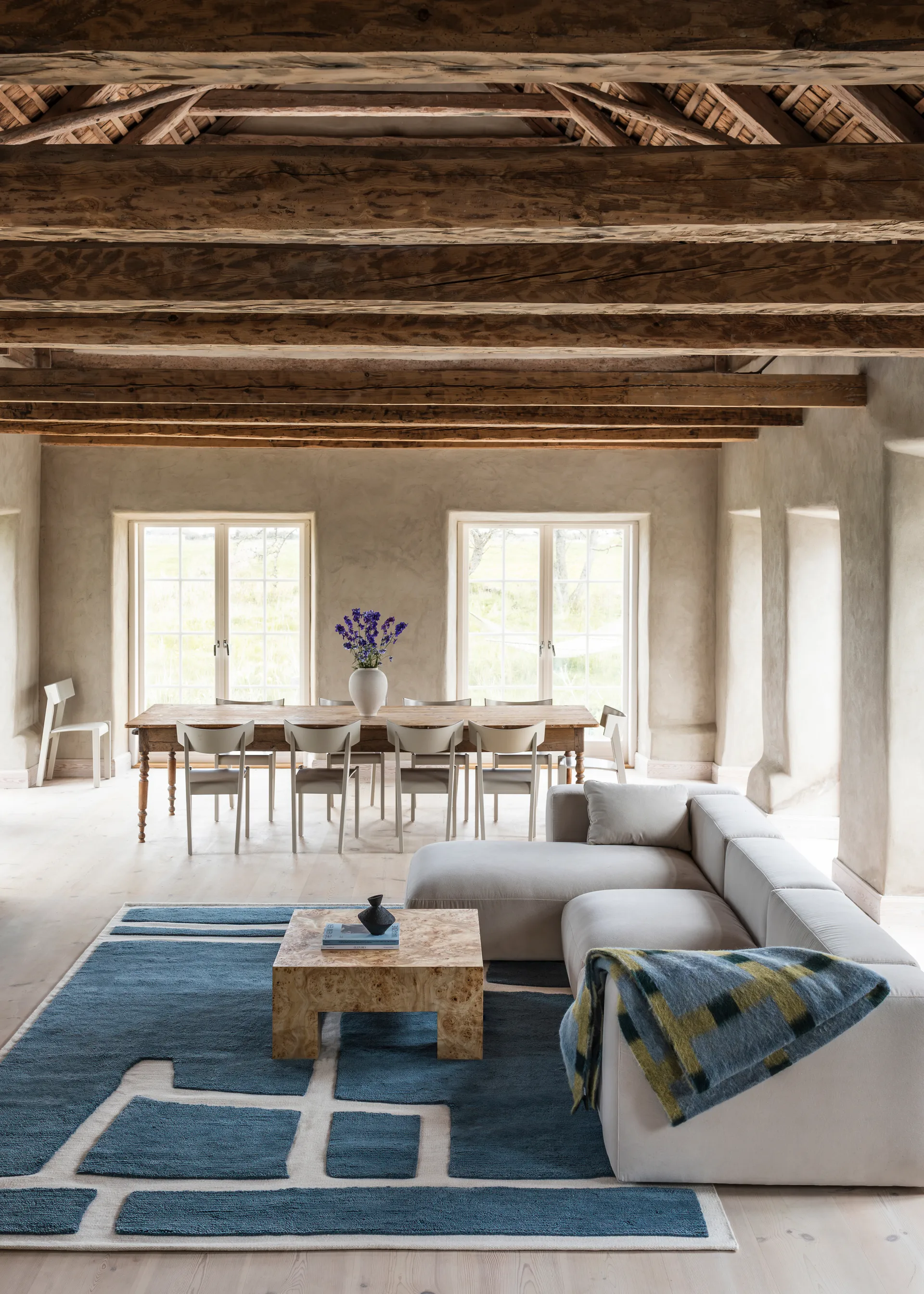 Gotland Klint ullmatta, Cornflower blue 180x270 cm Layered