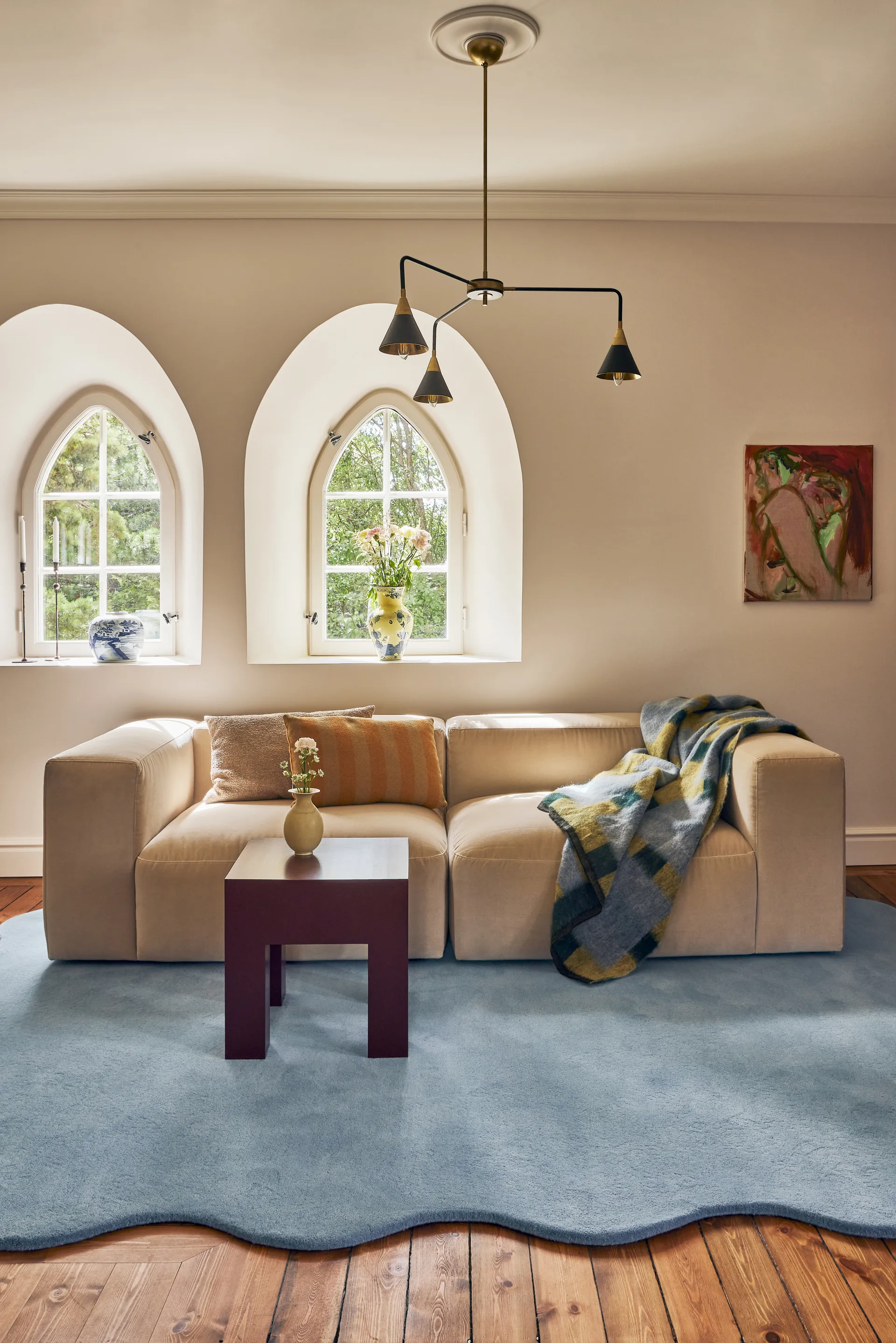 Scallop ullmatta 180x270 cm, Soft blue Layered