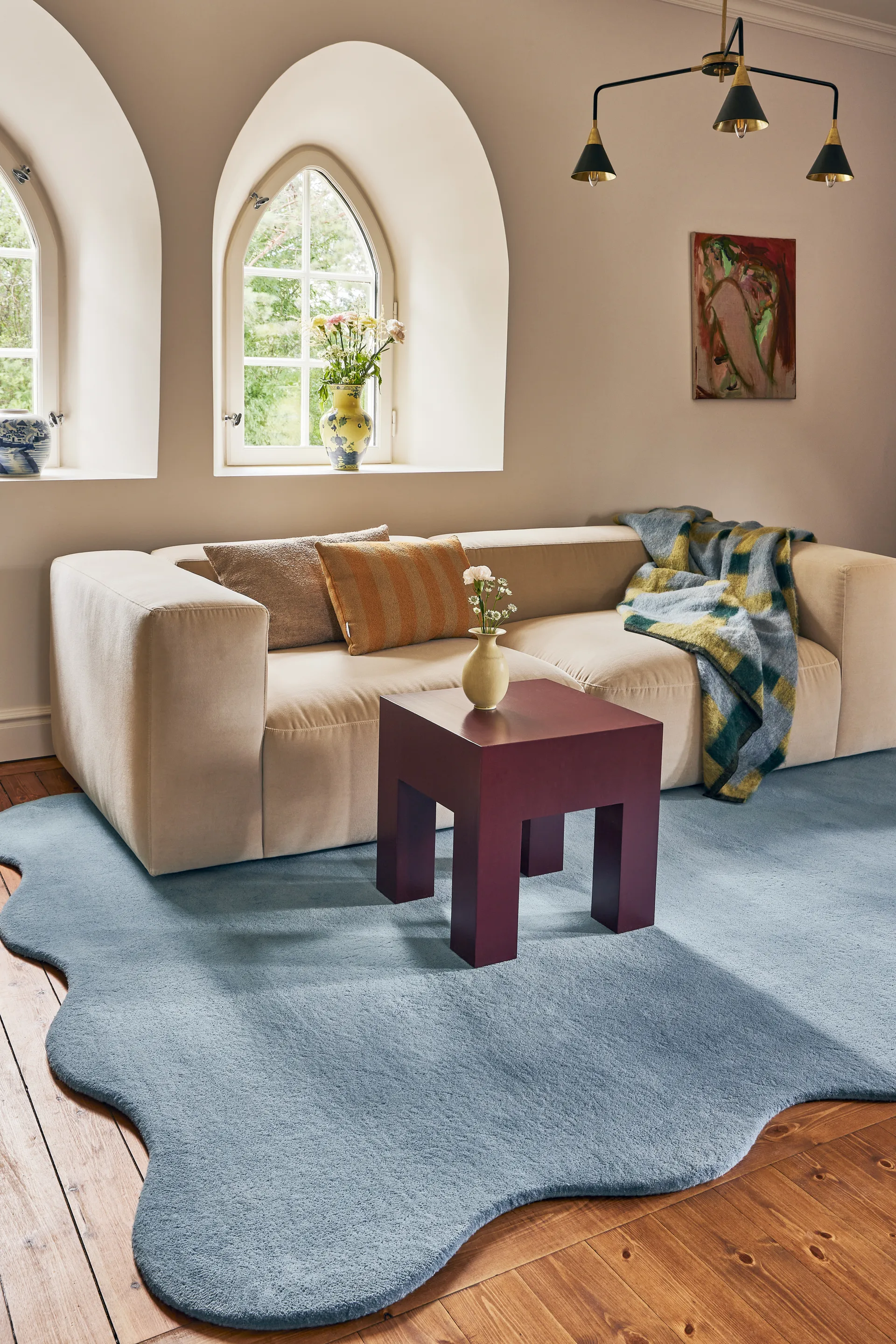 Scallop ullmatta 250x350 cm, Soft blue Layered