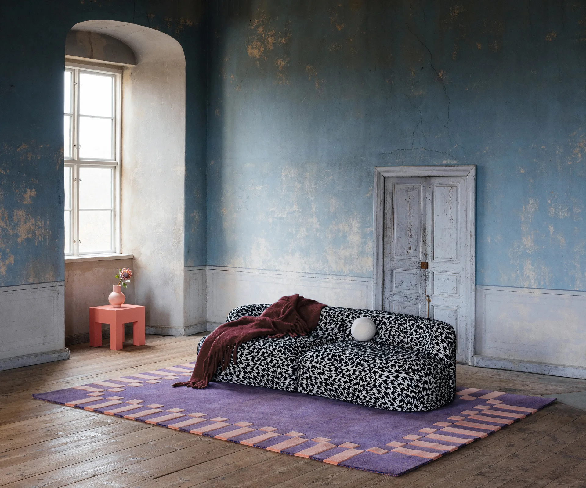 Teklan frame ullmatta, Cobalt salmon- 180x270 cm Layered