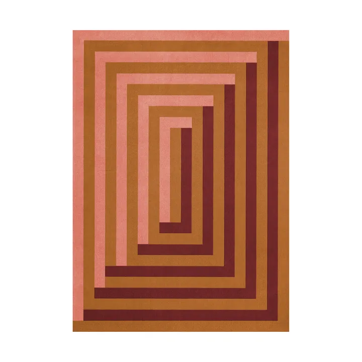 Teklan Labyrinth ullmatta - Coral pink, 200x300 cm - Layered