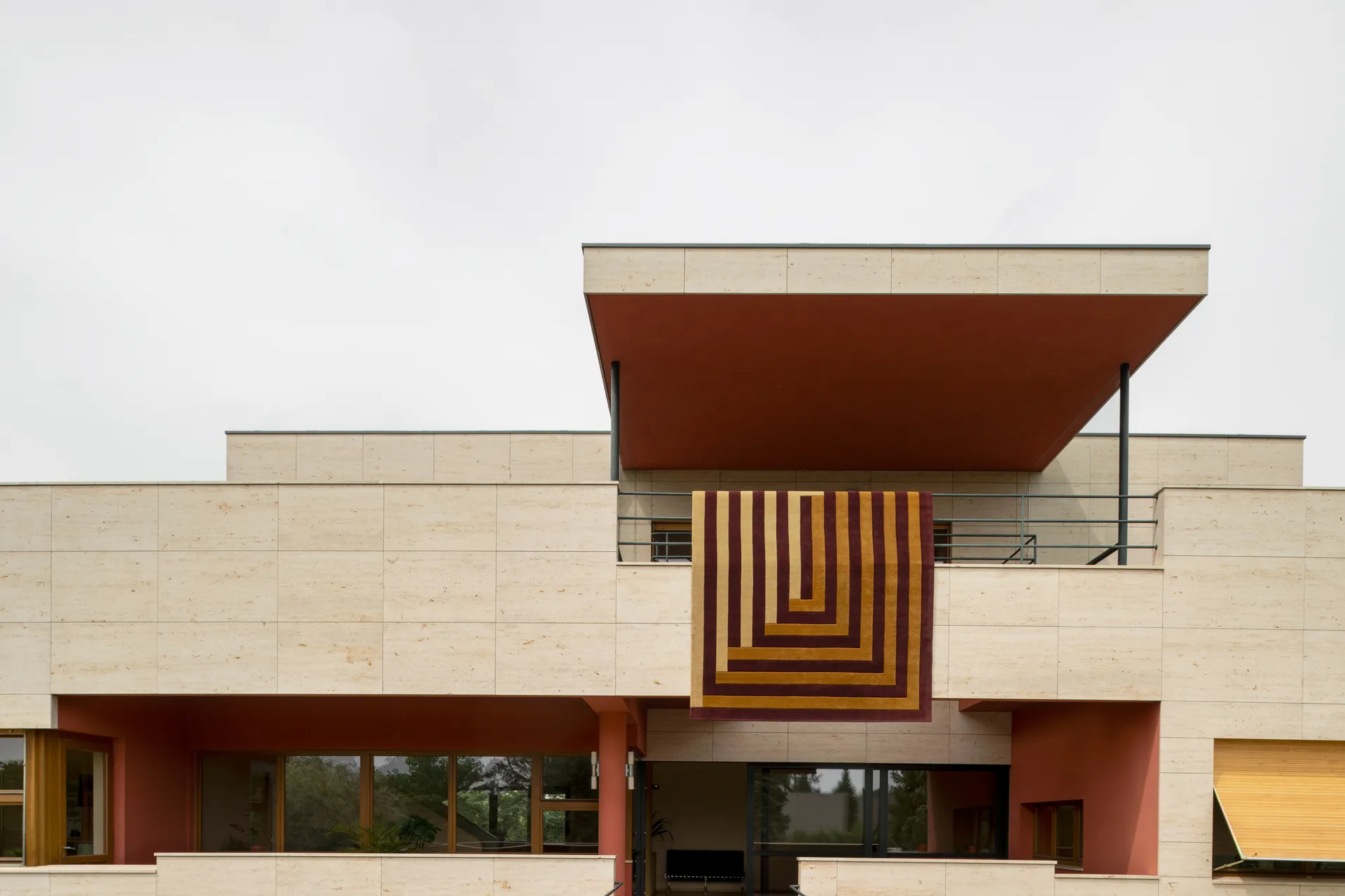 Teklan Labyrinth ullmatta, Mulberry sand, 300x400 cm Layered