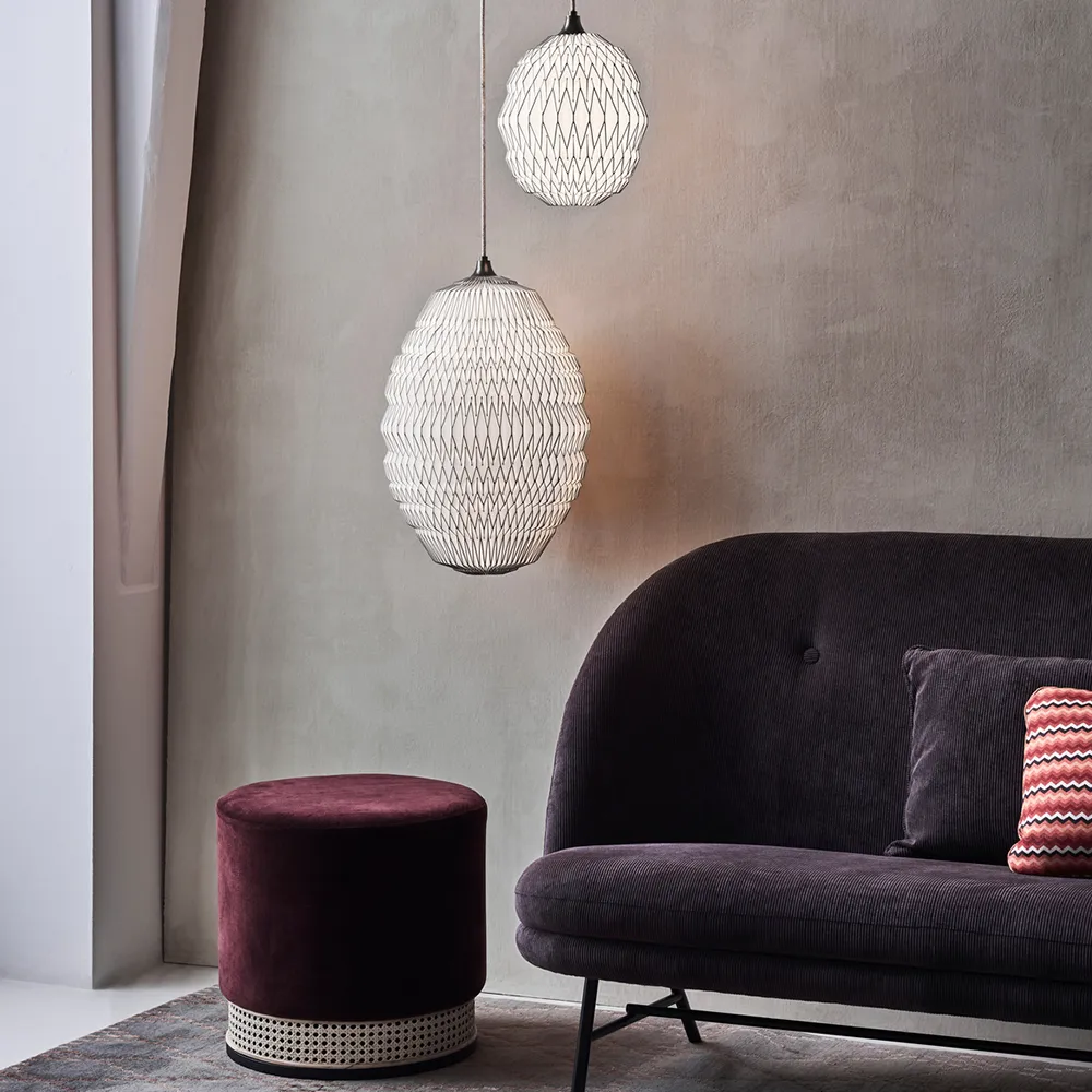 Caleo pendel, white/bronze, medium, stripes Le Klint