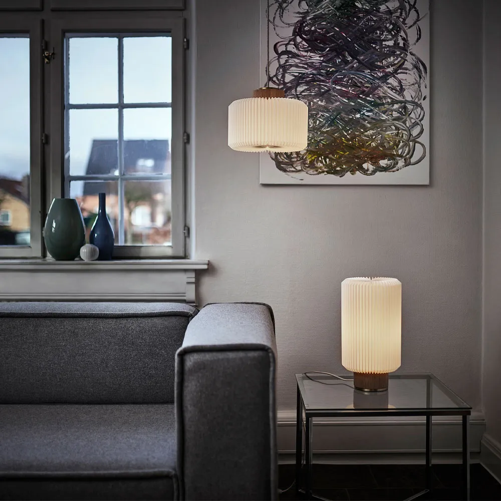 Cylinder 382 bordslampa, vit, small, lampfot ljus ek Le Klint