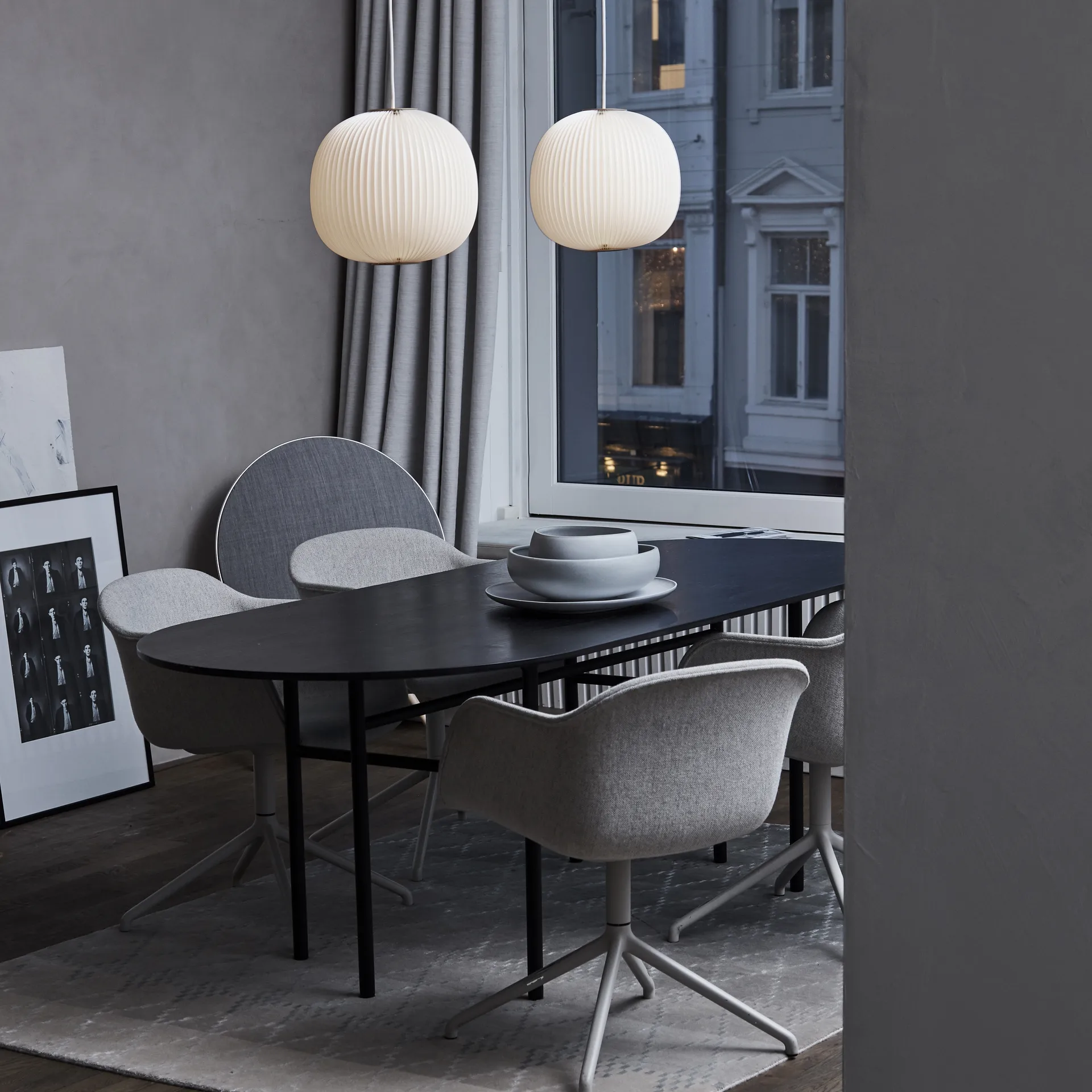 Lamella 3 pendel, vit, led, guld Le Klint