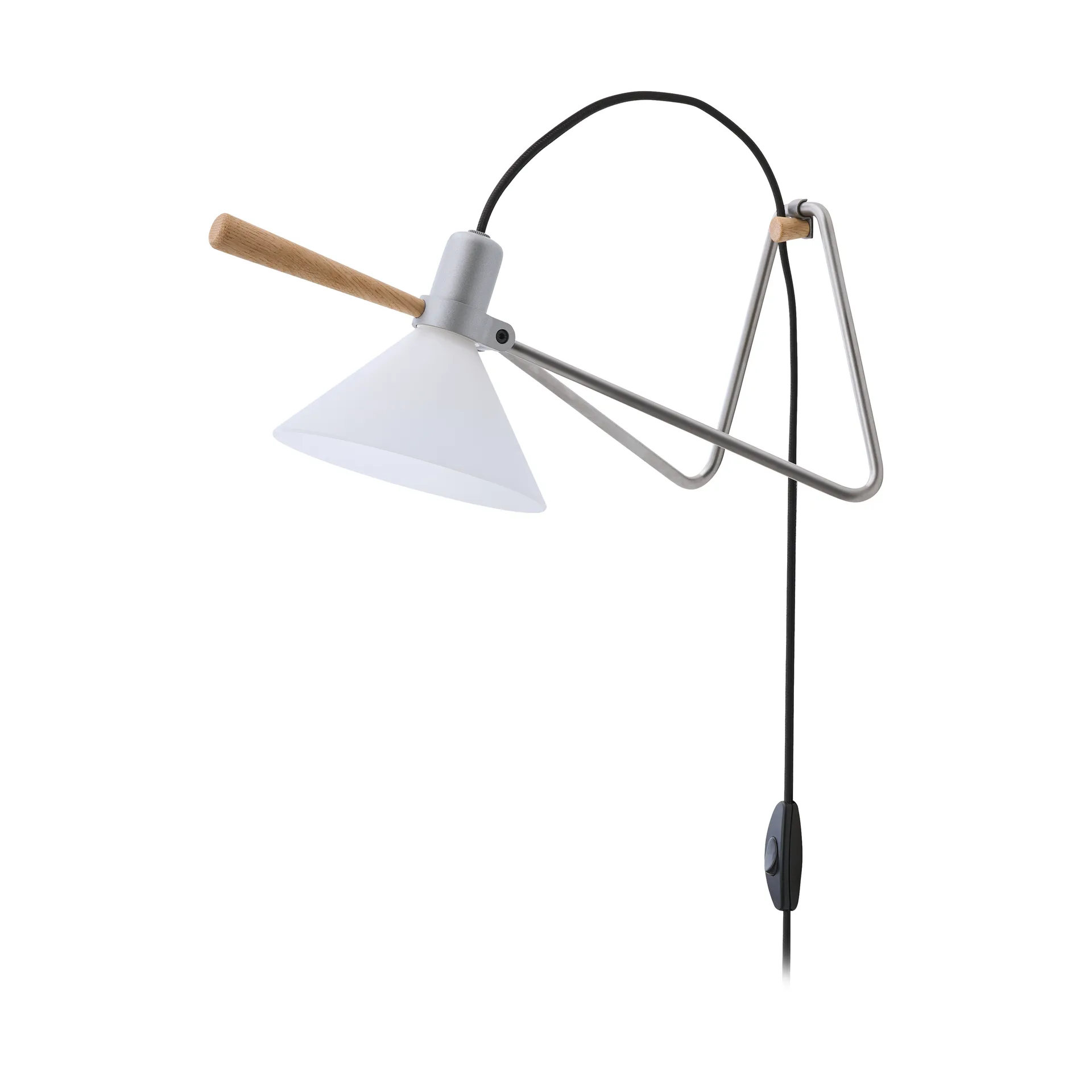 Spot vägg/bordslampa, Steel silver-oak Le Klint