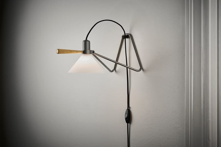 Spot vägg/bordslampa, Steel silver-oak Le Klint