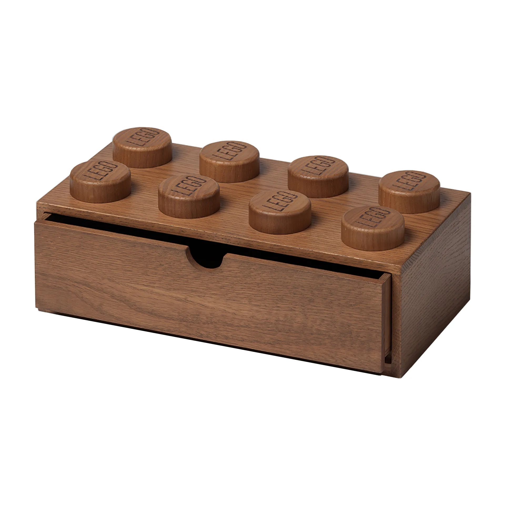 LEGO skrivbordslåda 8 trä, Mörkbetsad ek Lego