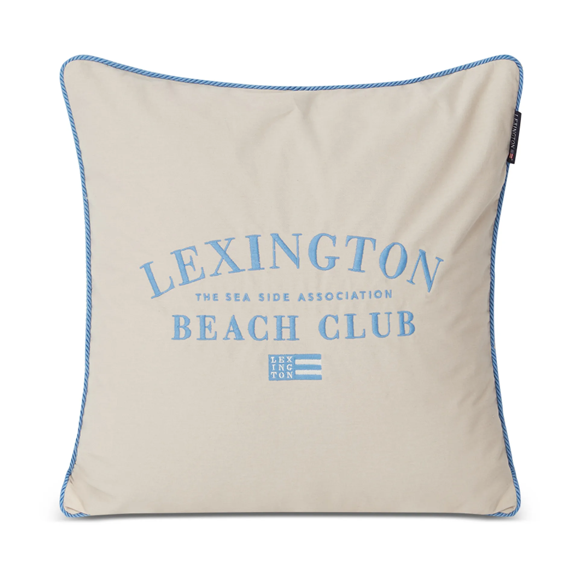 Beach Club Embroidered kuddfodral 50x50 cm, Beige-blå Lexington