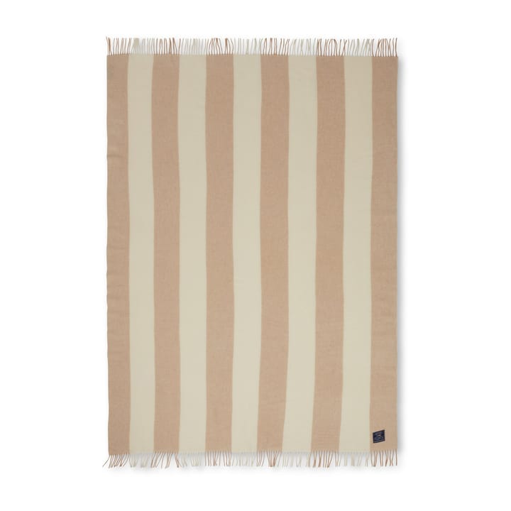 Block Striped Recycled Wool pläd 130x170 cm, Oat-White Lexington