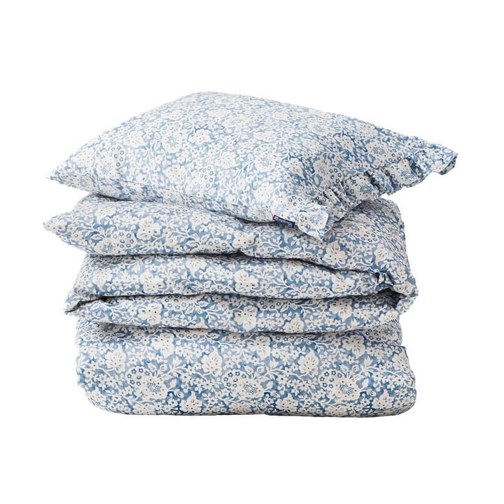 Blue Floral Printed Cotton Sateen bäddset - 50x60 cm, 220x220 cm - Lexington