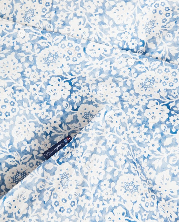 Blue Floral Printed Cotton Sateen bäddset, 50x60 cm, 220x220 cm Lexington