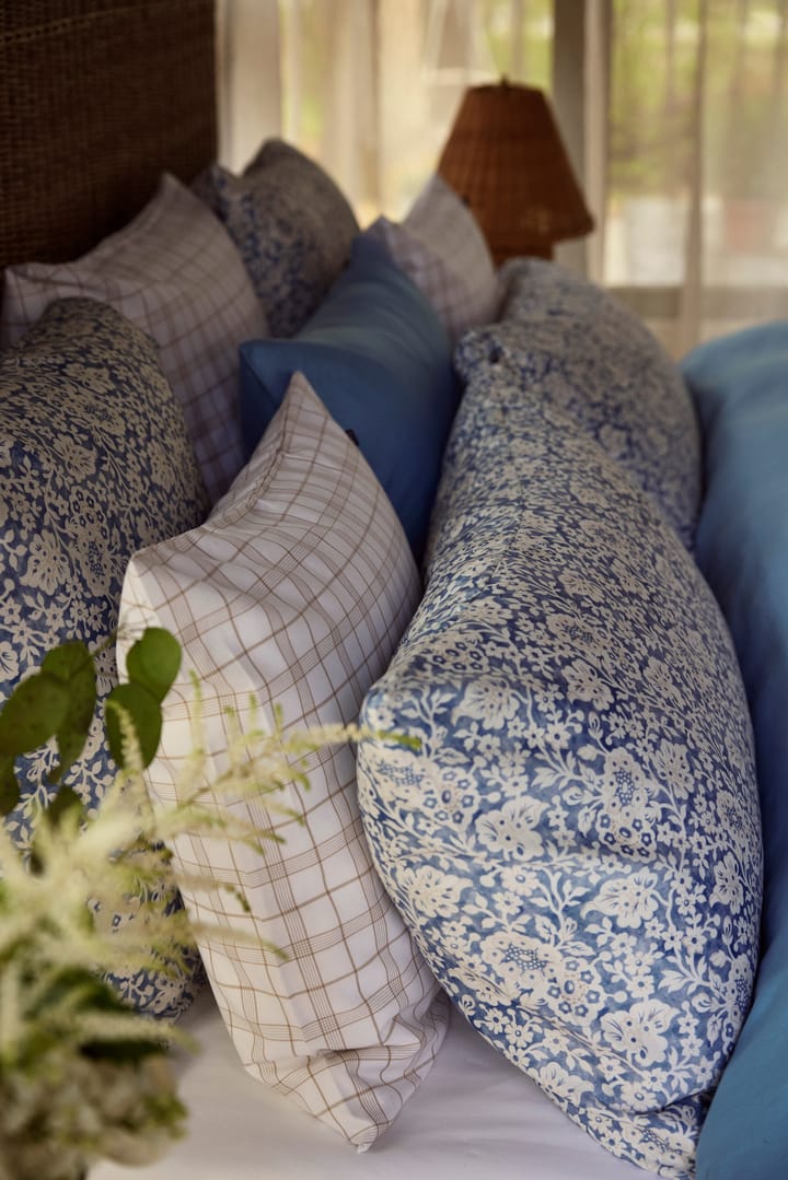 Blue Floral Printed Cotton Sateen bäddset, 50x60 cm, 220x220 cm Lexington