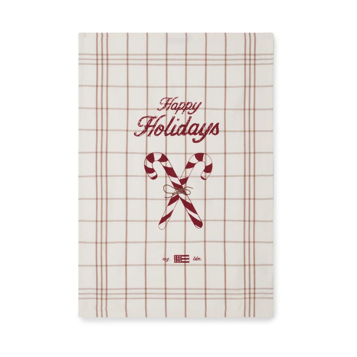 Candy Cane Organic Cotton kökshandduk 50x70 cm, White-beige-gray Lexington