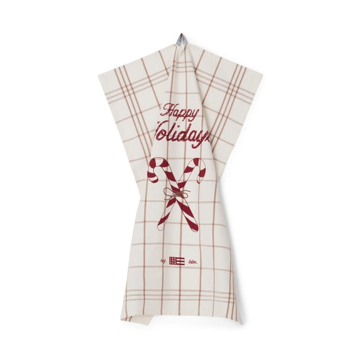 Candy Cane Organic Cotton kökshandduk 50x70 cm, White-beige-gray Lexington
