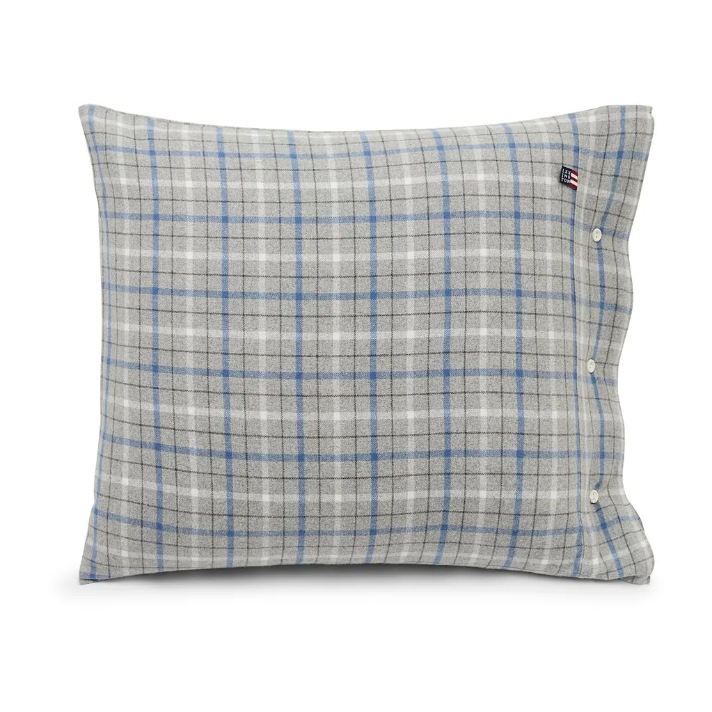 Checked Cotton Flannel örngott 50x60 cm, Gray-blue Lexington