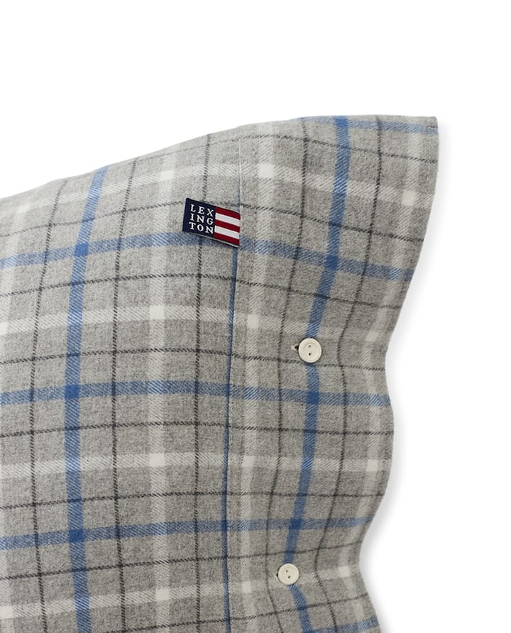 Checked Cotton Flannel örngott 50x60 cm, Gray-blue Lexington