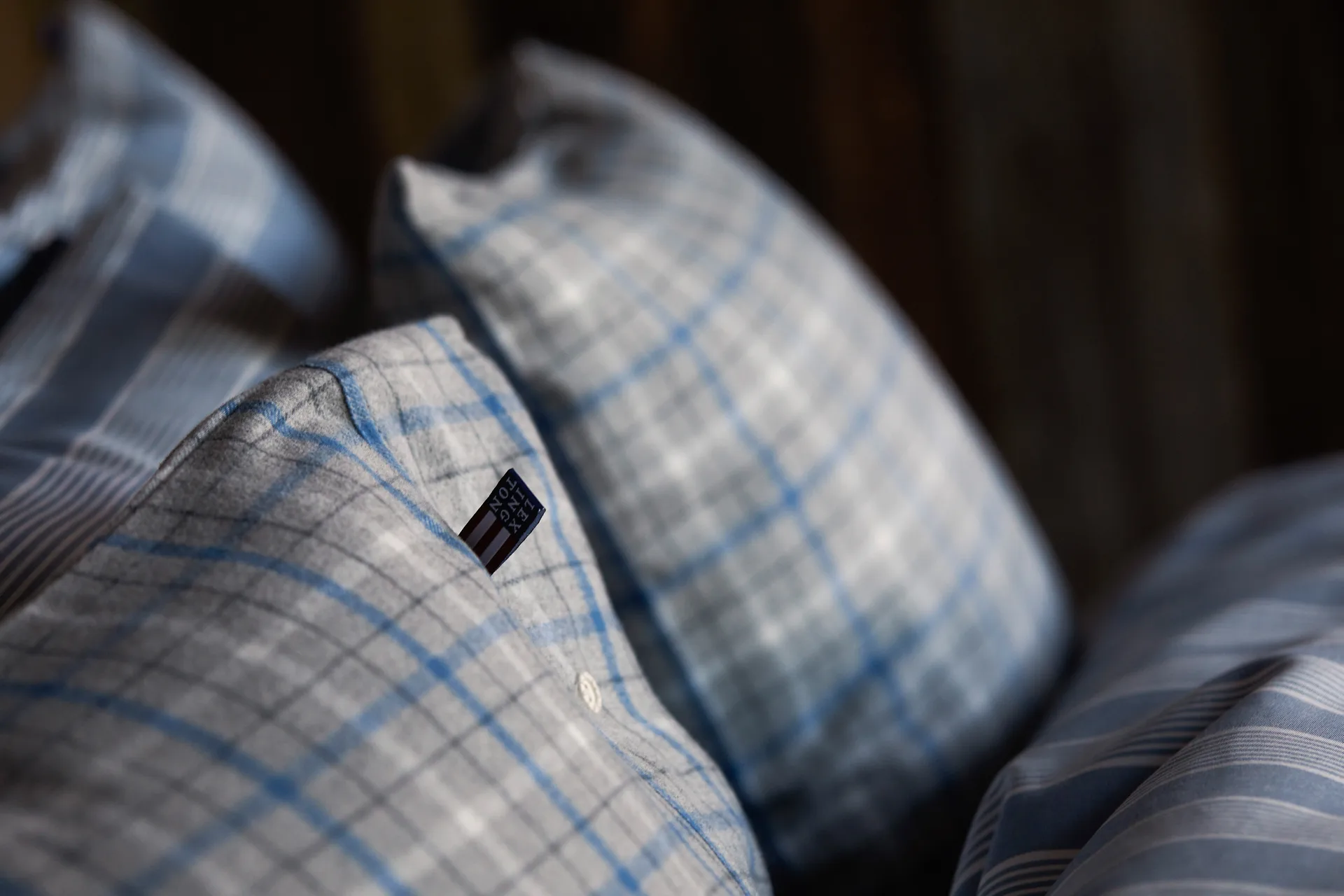 Checked Cotton Flannel örngott 50x60 cm, Gray-blue Lexington