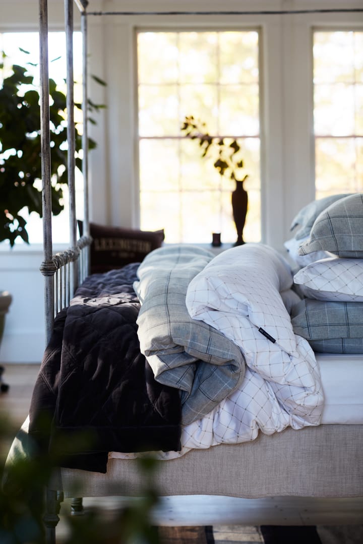 Checked Cotton Flannel örngott 50x60 cm, Light gray-dove Lexington