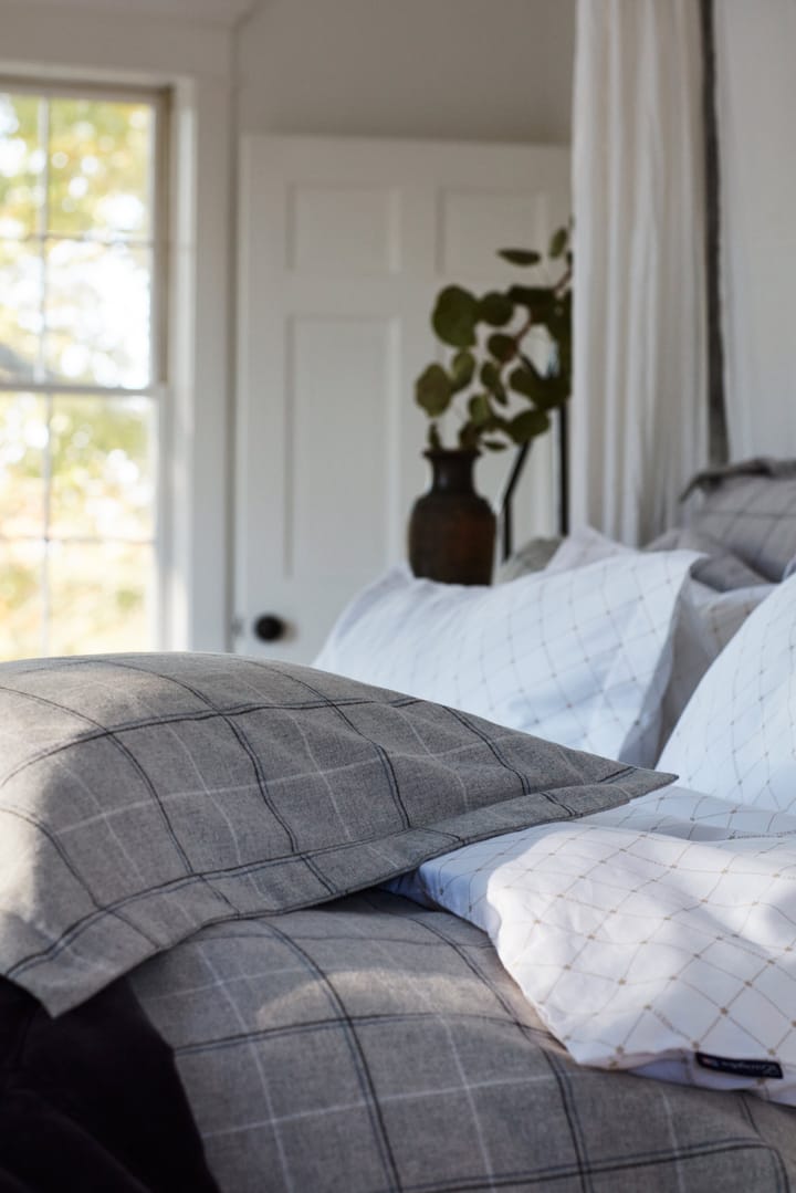 Checked Cotton Flannel örngott 50x60 cm, Light gray-dove Lexington