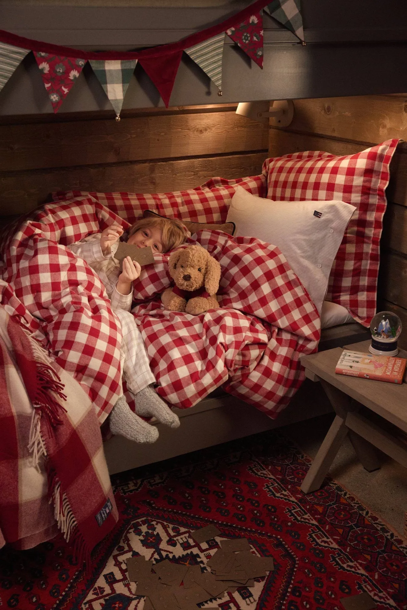 Checked Cotton Flannel örngott 50x60 cm, Red-light beige Lexington