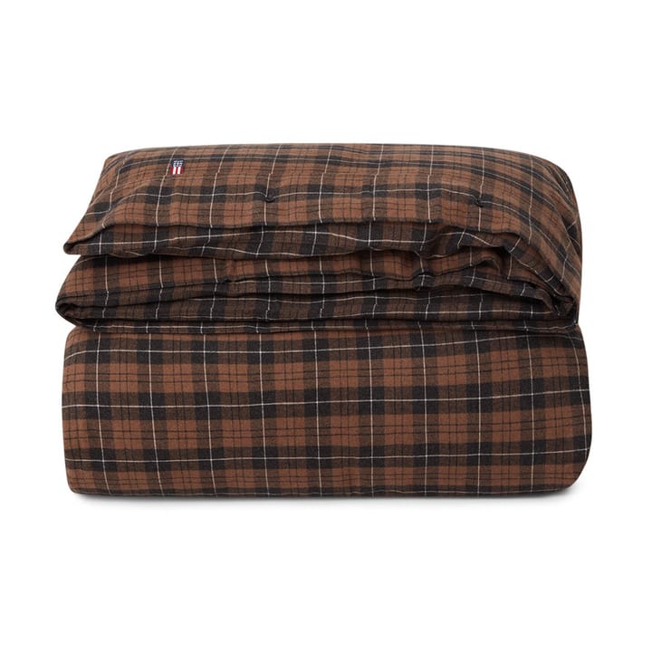 Checked Cotton Flannel påslakan 150x210 cm - Brown-dark gray - Lexington